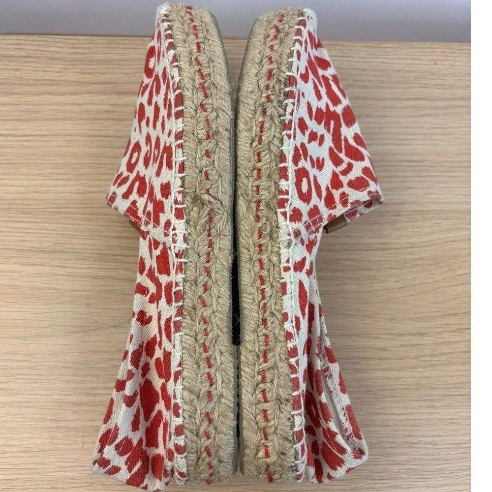 Coolway Leopard Print Espadrille Flats Size 10.5 Red Animal‎ Print Slip On Shoes